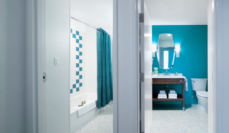 Universal’s Cabana Bay Beach Resort - Two Bedroom Suite Washroom split view